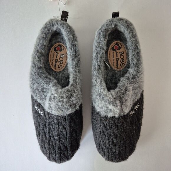Skechers Bobs Charcoal Cable Knit Keepsake Delight Ice Angel Slippers Womens 8 - Picture 5 of 9